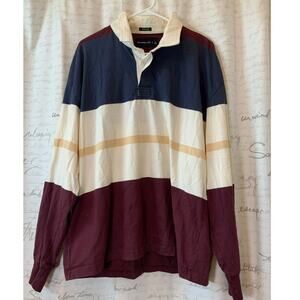 Abercrombie & Fitch Mens Large Oversized Rugby Shirt Striped Polo Long Sleeve